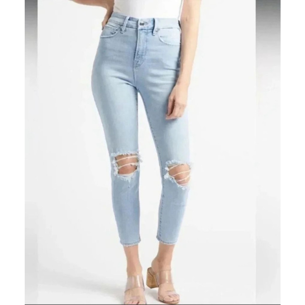 GOOD AMERICAN High Rise Light Blue Distressed Skinny Ankle Jeans GWC075T 54 29 8